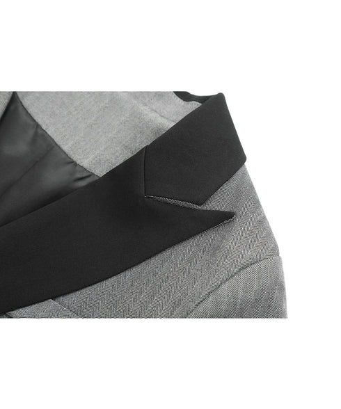 Contrast Lapel Sharp Tailored Jacket